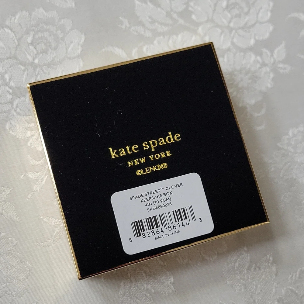 ●FIRM●Kate Spade NY X Lenox "Spade Street" Keepsake Box, Green/Gold - Picture 8 of 10
